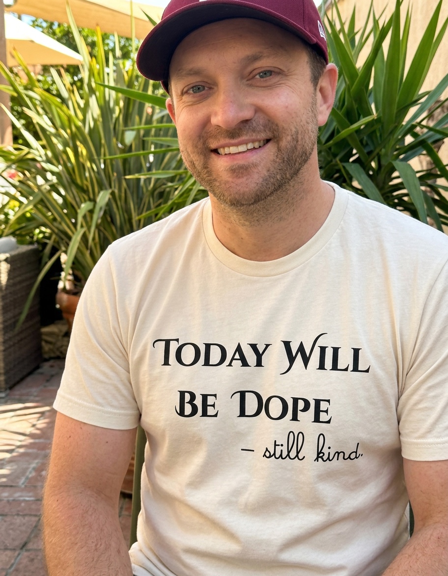 Cream Today Will Be Dope T-shirt worn outdoors